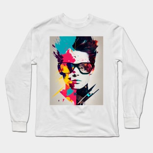 Modern pop art style woman portrait Long Sleeve T-Shirt